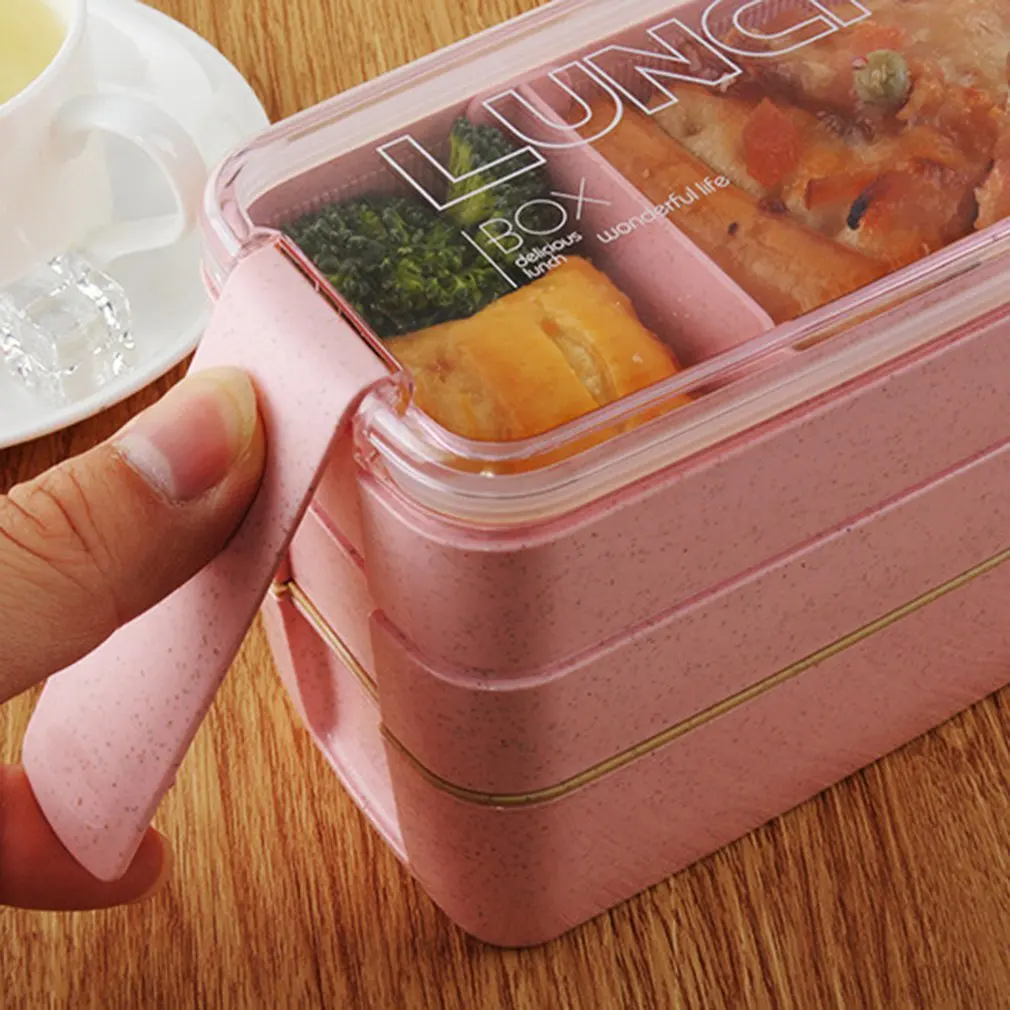 3 Layer Creative Plastic Lunch Boxes Containers for Food Microwave Bento Box For Student Portable Storage Case Picnic | Дом и сад