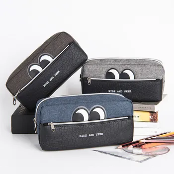 

1pcs Nylon Cloth Pencil Bag High capacity Pencil Case With Zipper Pen Case School Stationery Box for students 3 colors