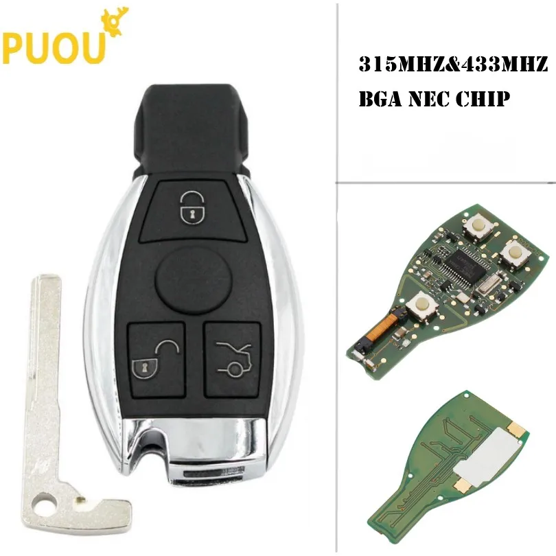 3 кнопки умный дистанционный ключ 315 МГц/433 МГц fob для Mercedes Benz after 2000+ NEC и BGA замена чипа