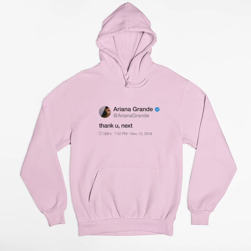 Худи Thank U Next Ariana Grande Женский Повседневный пуловер свитшот с капюшоном длинным