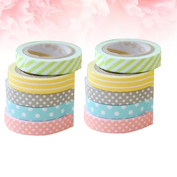 

10PCS Exquisite Delicate Lovely Washi Paper Tape Gift Packing Band Decorative Tape for Scrapbook Diary DIY Gift Wrapping