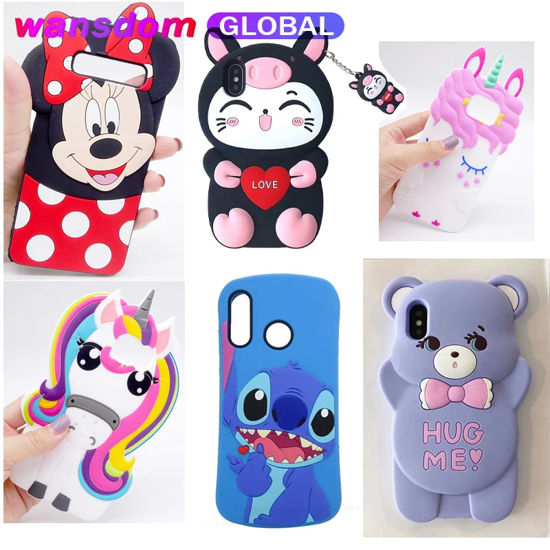 3D Cartoon Silicone Case for Samsung Galaxy S5 S6 S7 Edge S8 S9 S10 Plus Note 8 9 Minnie Cat Bunny Unicorn Stitch Cover |