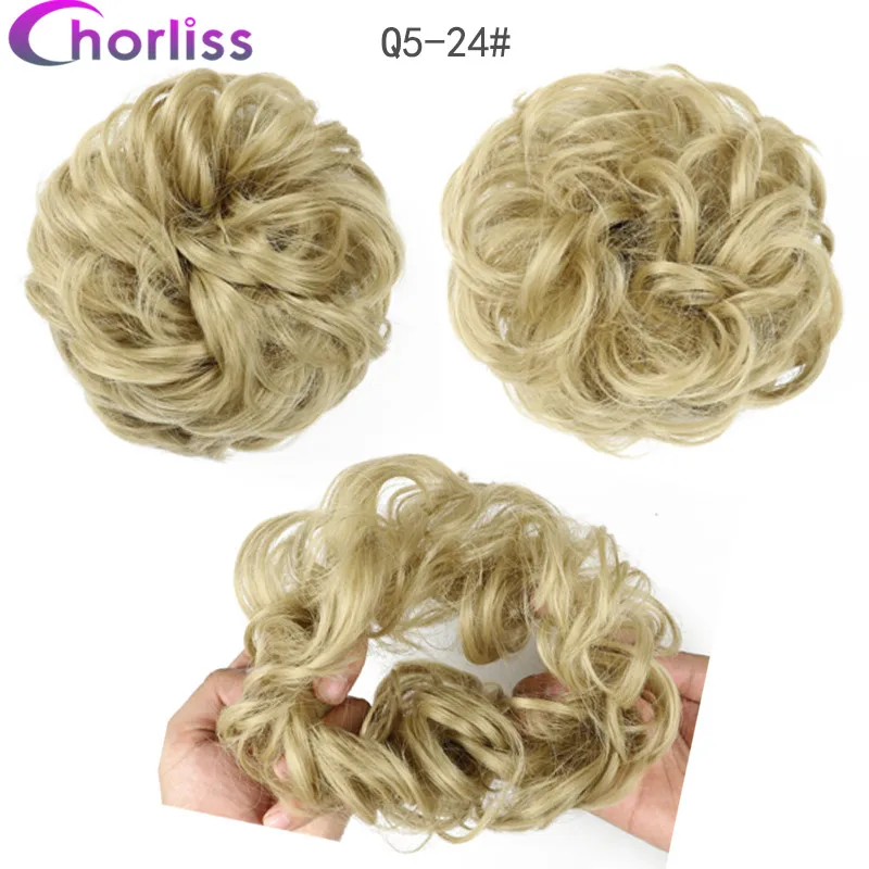 Синтетические кудрявые резинки для волос шиньон для женщин Chorliss Hair wrap Rope головной убор натуральный блонд коричневый поддельные волосы булочки аксессуары - Цвет: 24