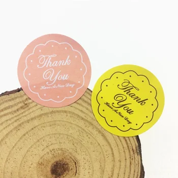 

240 Pcs/lot 'Thank You' Yellow&Pink Seal Label Sticker DIY Gift Handmade Product Stickers Scrapbooking For Wedding Seals