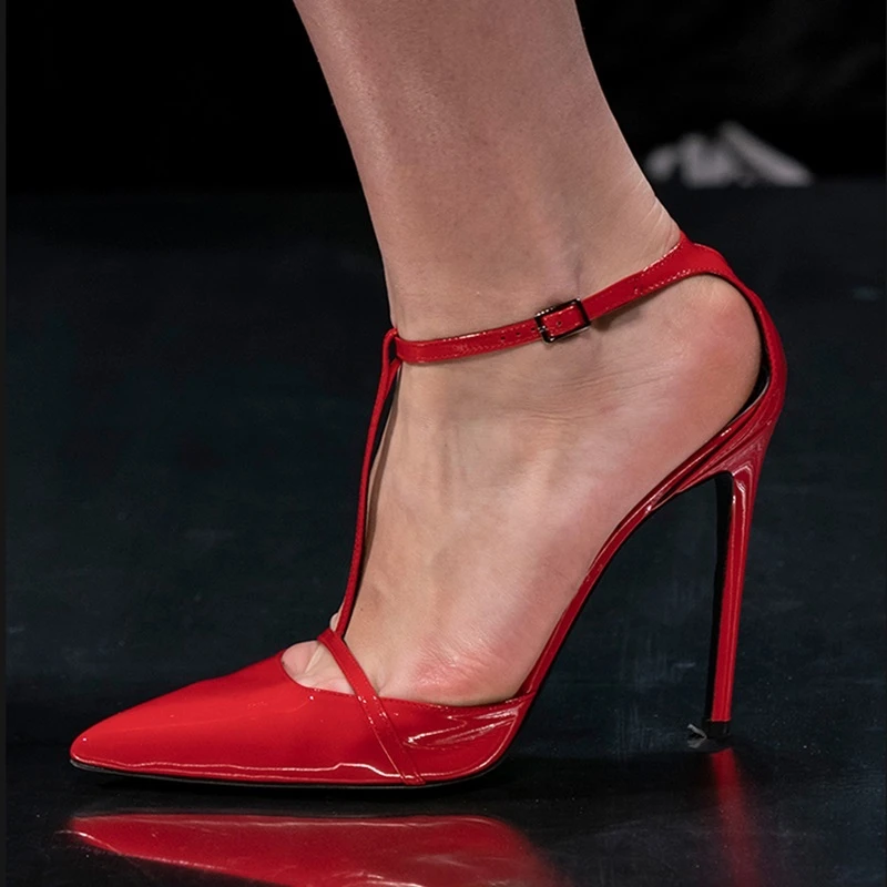Red patent pointed heels Clearance