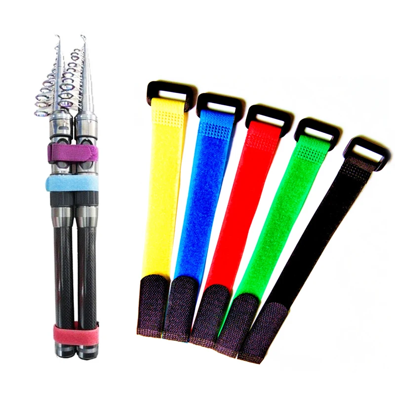 Fishing Rod Tie Holder Strap Suspender 5/10/20pcs Fastener Hook Loop Ties Belt Strapping Wrap Band Outdoor Fish Tool