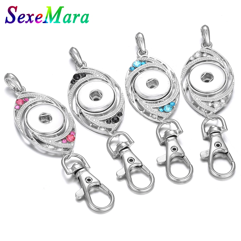 New Snap Jewelry 18mm Snap Button Keychain Silver color Eye shape Snap Keychains Keyring Pendant