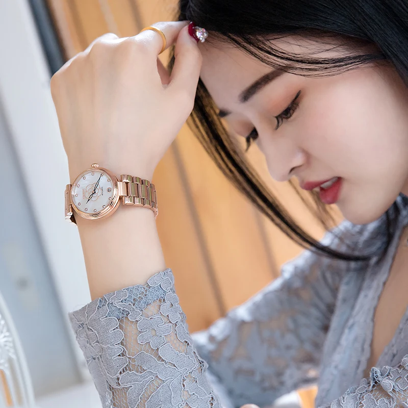 ABORNI, женские часы, автоматические механические часы, Tourbillon, спортивные часы со стальным ремешком, повседневные водонепроницаемые женские наручные часы с коробкой
