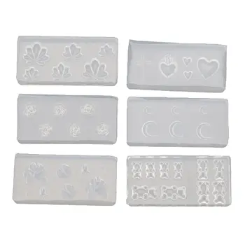 

6Pcs Moon Cross Flower Bear Nail Art Silicone Mold Nail Carving Templates Tools M0XF