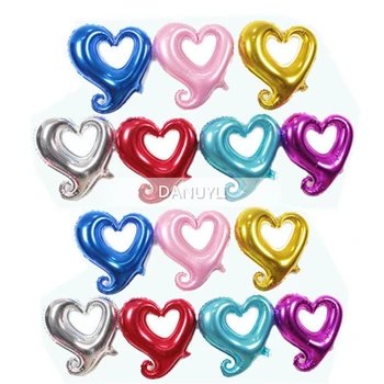 

50pcs 18inch Hook Heart Foil Balloons Wedding Decoration Hollow Heart Helium Ballon Valentine's Day Decor Birthday Party Globos