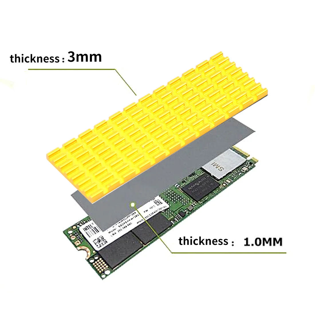 Алюминиевый сплав SSD высокоскоростной теплоотвод охлаждающий плавник для твердотельного жесткого диска M.2(для NGFF) 2280 PCIE NVME 70*22* мм Мути-цвет