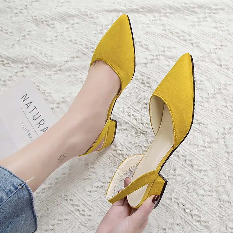 Meilikelin/Женская обувь на низком каблуке; женские повседневные туфли-лодочки с острым носком на платформе и квадратном каблуке; вечерние свадебные женские туфли; mujer - Цвет: Yellow