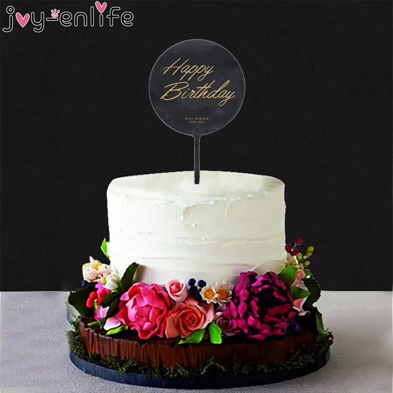 

Joy-Enlife 1Pc Cake Flag Valentine's Day Rectangular Circle White Black Transparent Birthday Party Baby Shower Cake Decoration