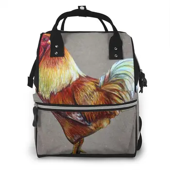 

Rooster Drawing Vintage Baby Nappy Changing Diaper Mummy Bag Maternity Backpack Bags Stroller Baby Care Waterproof Backpack