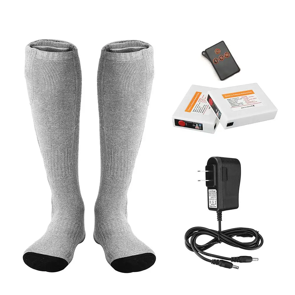 С пультом дистанционного управления, с электрическим подогревом, носки с перезаряжаемой батареей для хронических холодных ног, большой размер, зарядка через usb, нагревательные носки