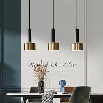 

FSS Modern Chandelier Nordic Creative Restaurant LED Bar Aisle Bedside Single Head Ring Light Gold Pendant Lights
