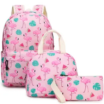 

Fashion Cute Flamingo print 3pcs Set Children Backpack sets Boys Girls School Bags sets Student Backpack teenagers Bag Mochila