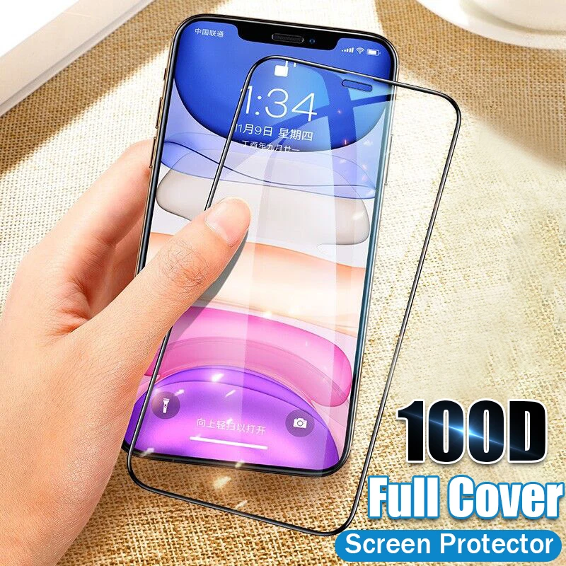 

100D Curved Tempered Glass For iphone 11 Pro XR X XS Max Screen Cover Protector For IPHONE 6 6s 7 8 PLus 11 Full Protective Film