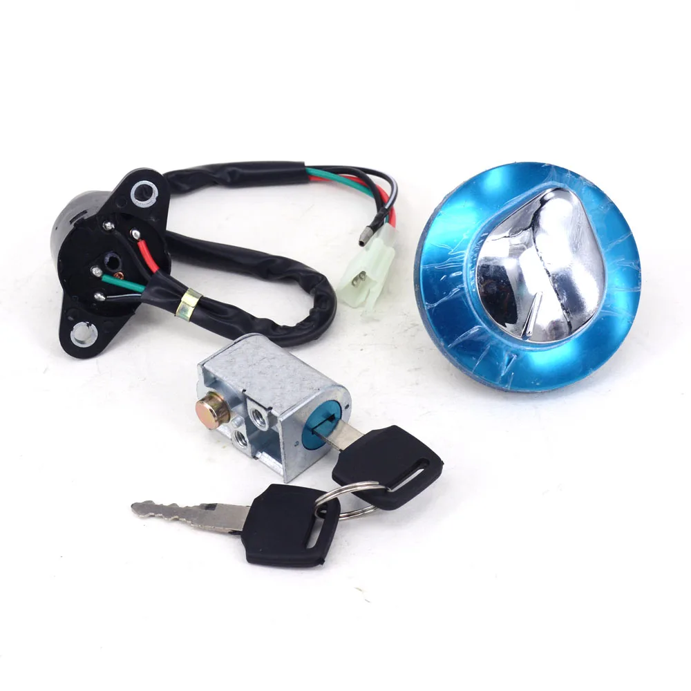 Metal Motorcycle Lockset Ignition Key Switch Fuel Gas Cap Lock Keys For