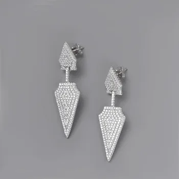 

CMajor Latest S925 Sterling Silver Imported 7A Cubic Zircon Triangle Shape Fashion Temperament Dangle Earrings for Women