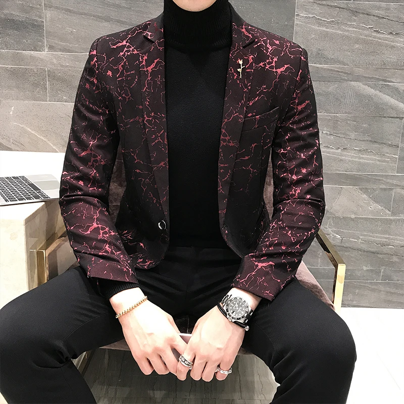 Party Prom Blazer Autumn Men Blazer Jacket Men Slim Fit Business Dress Suit Coat