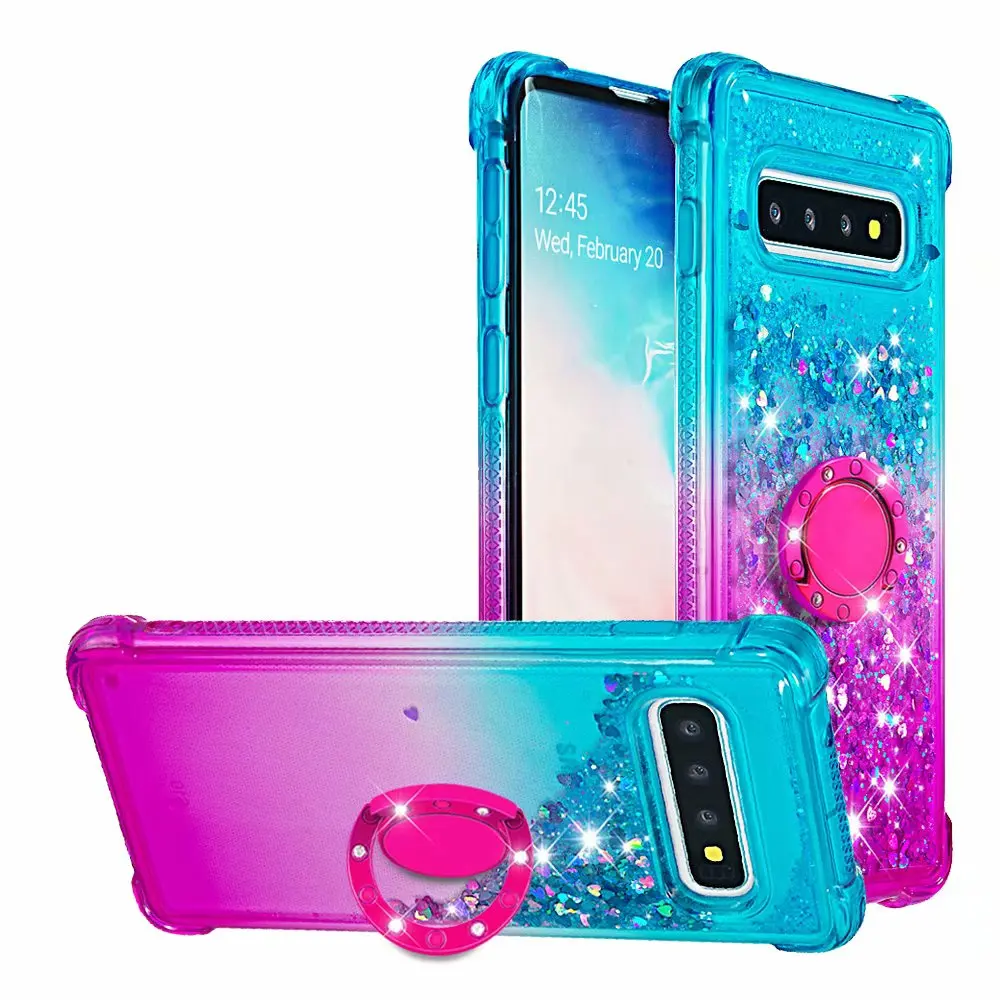 Противоударный чехол для samsung Galaxy S9 S8 S10 плюс Note9 S10lite Note8 на 360 ° с подставкой-держателем в виде кольца Galaxy Note 10 чехол - Цвет: ring pink green