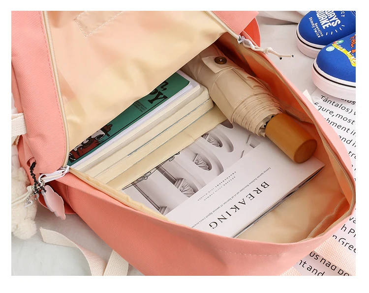 NEW 5 Piece Set backpacks fashion canvas kawaii female Korean Shoulder bag Casual College Students backpack School bag for girl