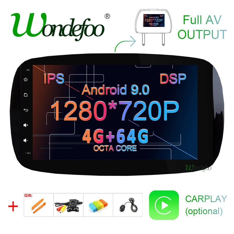 Автомобильный GPS радиоприемник Android 9 0 4 Гб ОЗУ 64 ПЗУ для Mercedes Benz SMART 2016 мультимедиа