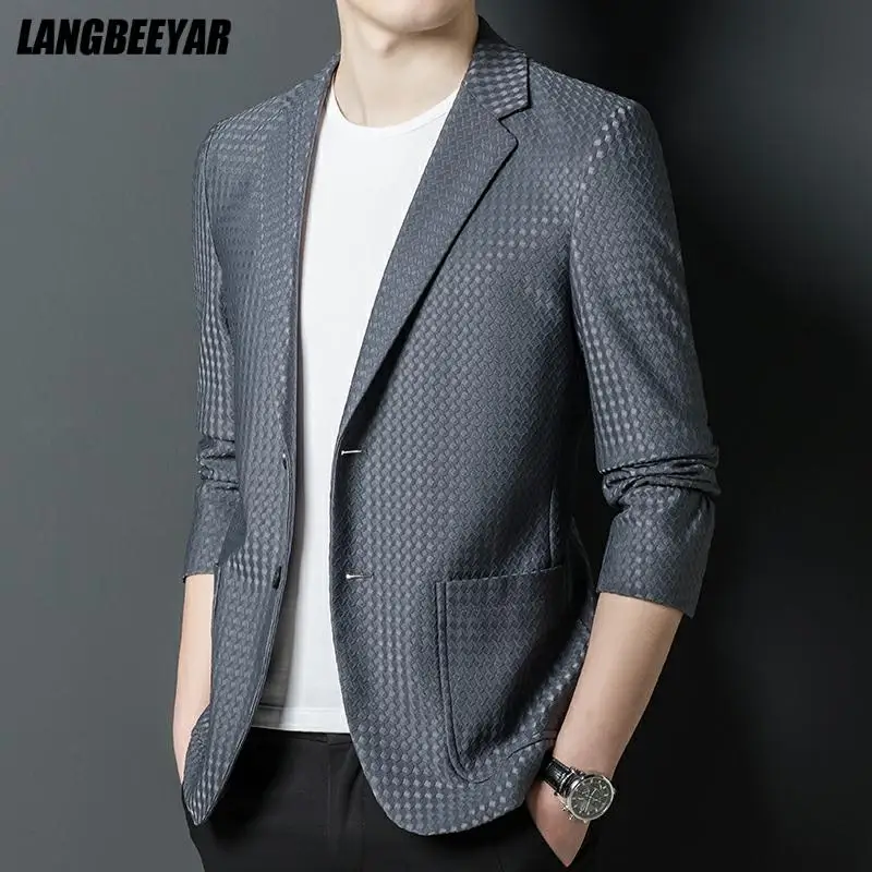 High End Brand Luxury Casual Fashion Elegant Slim Fit Designer Blazer Jacket Expensive Suit For