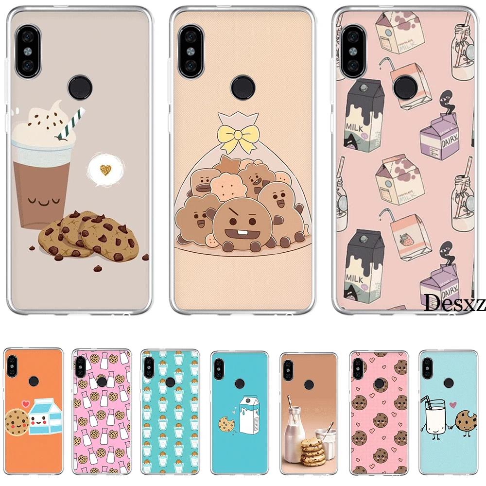 

Mobile Phone Case TPU For Xiaomi Mi CC9 CC9E 9T Mix 2S 6 8 9 SE A1 A2 5X 6X MAX 3 A3 Pro Lite Cover Cookies Milk