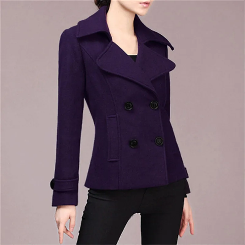 JQNZHNL Осень Зима Новая шерстяная куртка женское темпераментное тонкое двубортное пальто модное короткое большое шерстяное пальто AS127