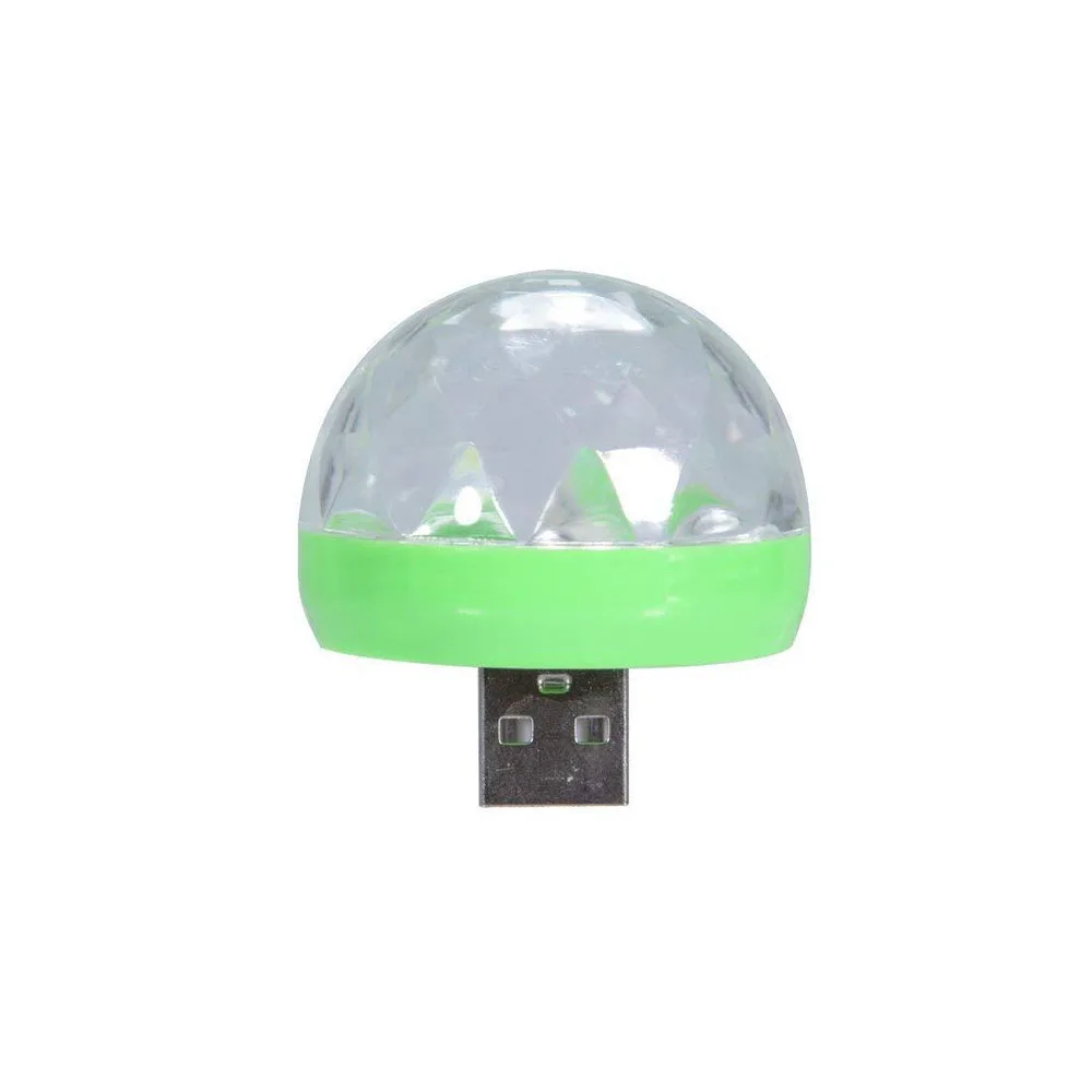 Aimkeeg RGB Mini USB светодиодный вечерние фонари портативное управление звуком магический шар 3W мини красочный DJ Волшебная Дискотека сценические огни для мобильного телефона - Цвет: Зеленый