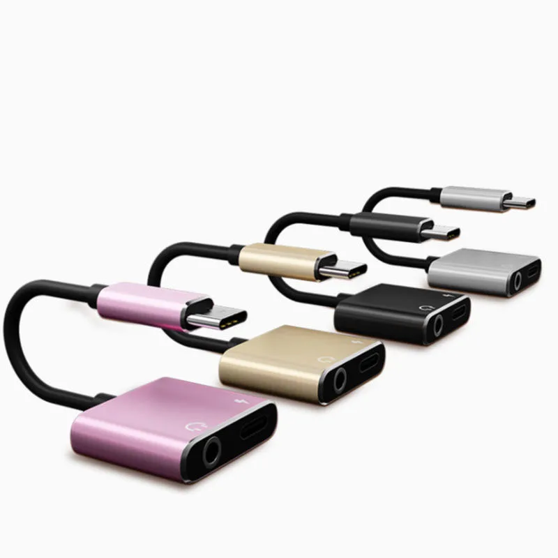 Jack Audio Adapter To 3.5 mm Cables And Charger 2 in1 Headphone AUX Audio High quality Aluminum alloy
