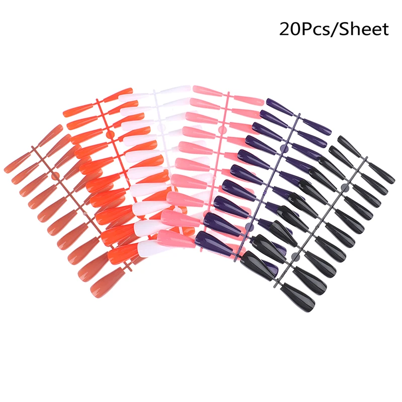 

20pcs/set False Ballerina 6 Color Coffin Fake Nails Manicure Natural Nails for Extension Protection Nail Art Kits