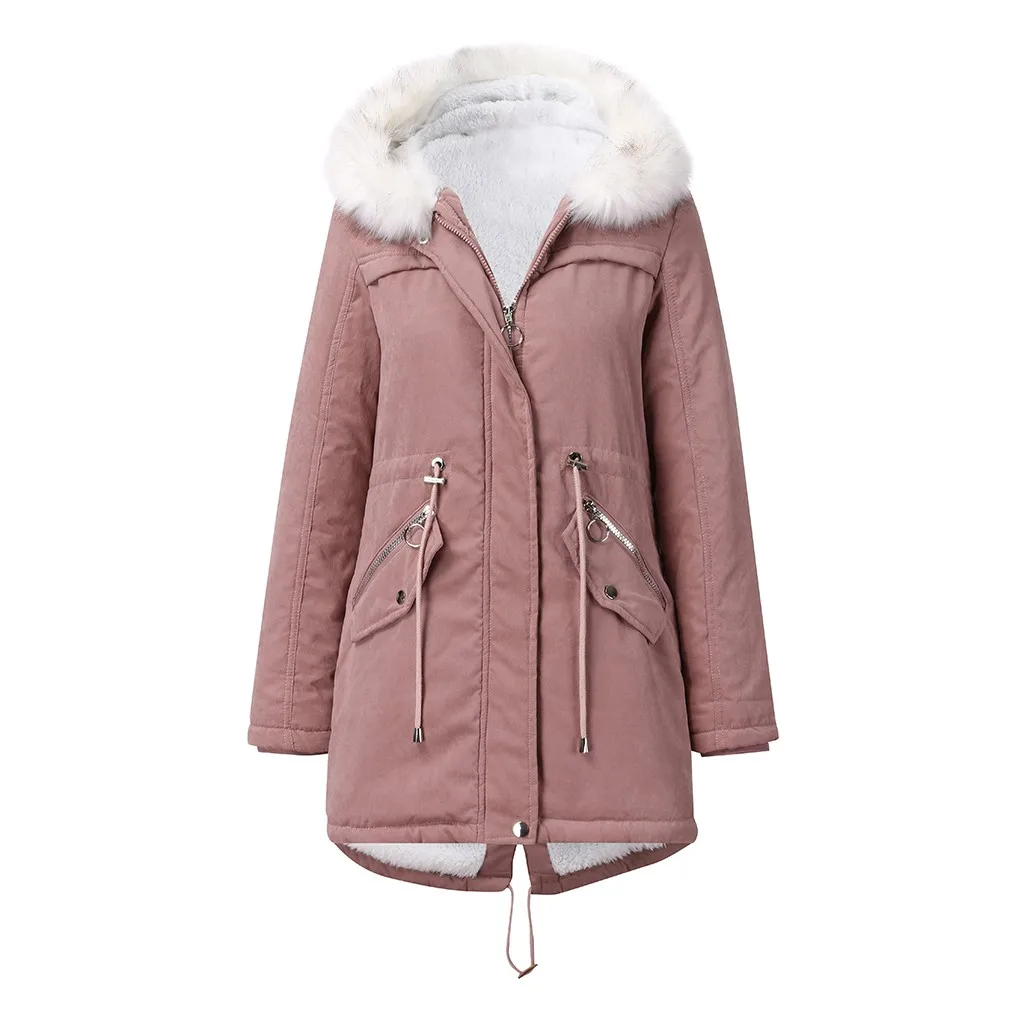 Зимняя парка с капюшоном, большие размеры, женское плотное зимнее пальто для девочек, хлопковая куртка, модное длинное пальто, уличная Женская однотонная женская верхняя одежда# G30 - Цвет: Pink