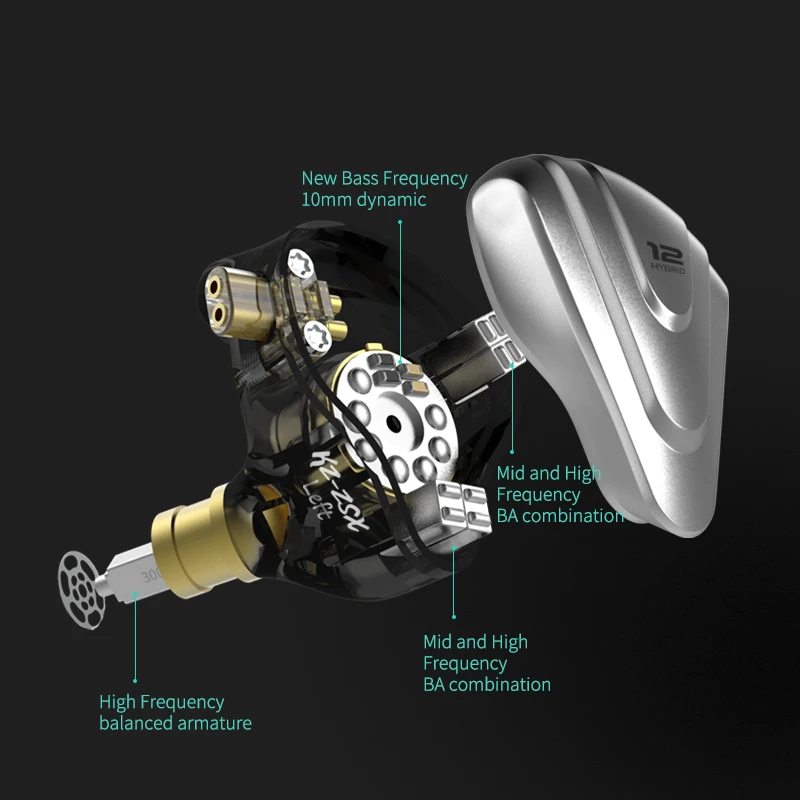 KZ ZSX Терминатор 5BA+ 1DD 12 шт гибридные наушники-вкладыши HIFI металлическая гарнитура Музыка Спорт KZ ZS10 PRO AS12 AS16 ZSN PRO C12 DM7