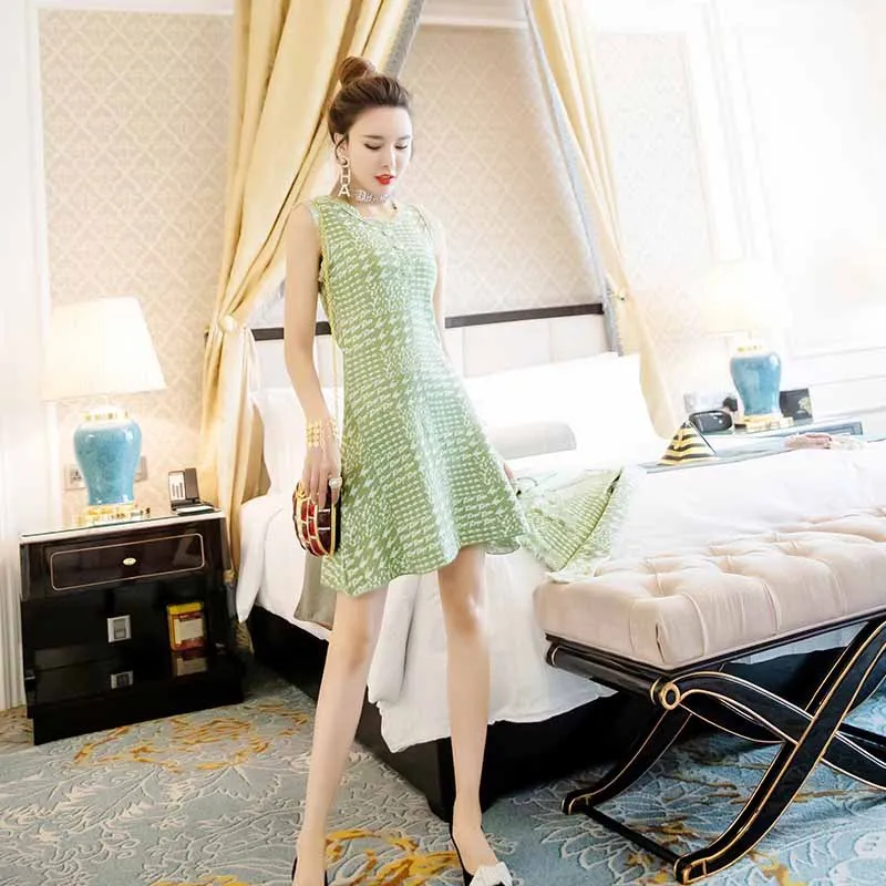 

Ladies' Debutante Skirt Autumn Women's 2019 Knitted Two-Piece Set Sleeveless Vest Skirt Short Significantly Higher Dress