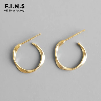 

F.I.N.S Minimalism Gold Color 925 Sterling Silver Small Hoop Earrings For Women Twist Earings Fashion Jewelry Friendship Gift