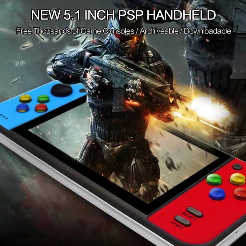 Портативная игровая консоль 5,1 дюймов 8G экран MP4 плеер поддержка для psp игры, камеры, видео, электронной книги с более чем 10000 бесплатных игр для детей