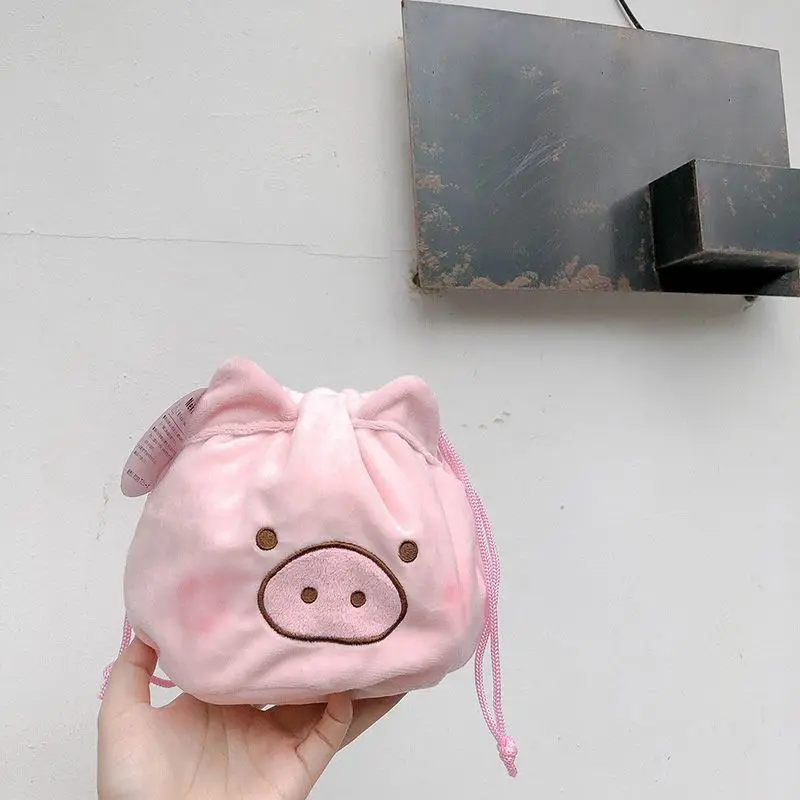 Kawaii Pig Drawstring сумки унисекс ткань милые дети взрослые кошельки для хранения мешок шнурок