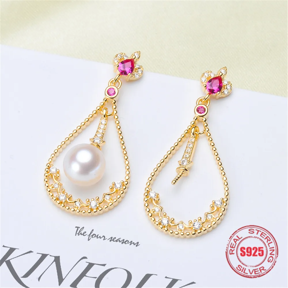 

Hot Style Stud Earrings Pearl Fittings DIY Handmade Craft S925 Sterling Silver Accessory Earrings Findings