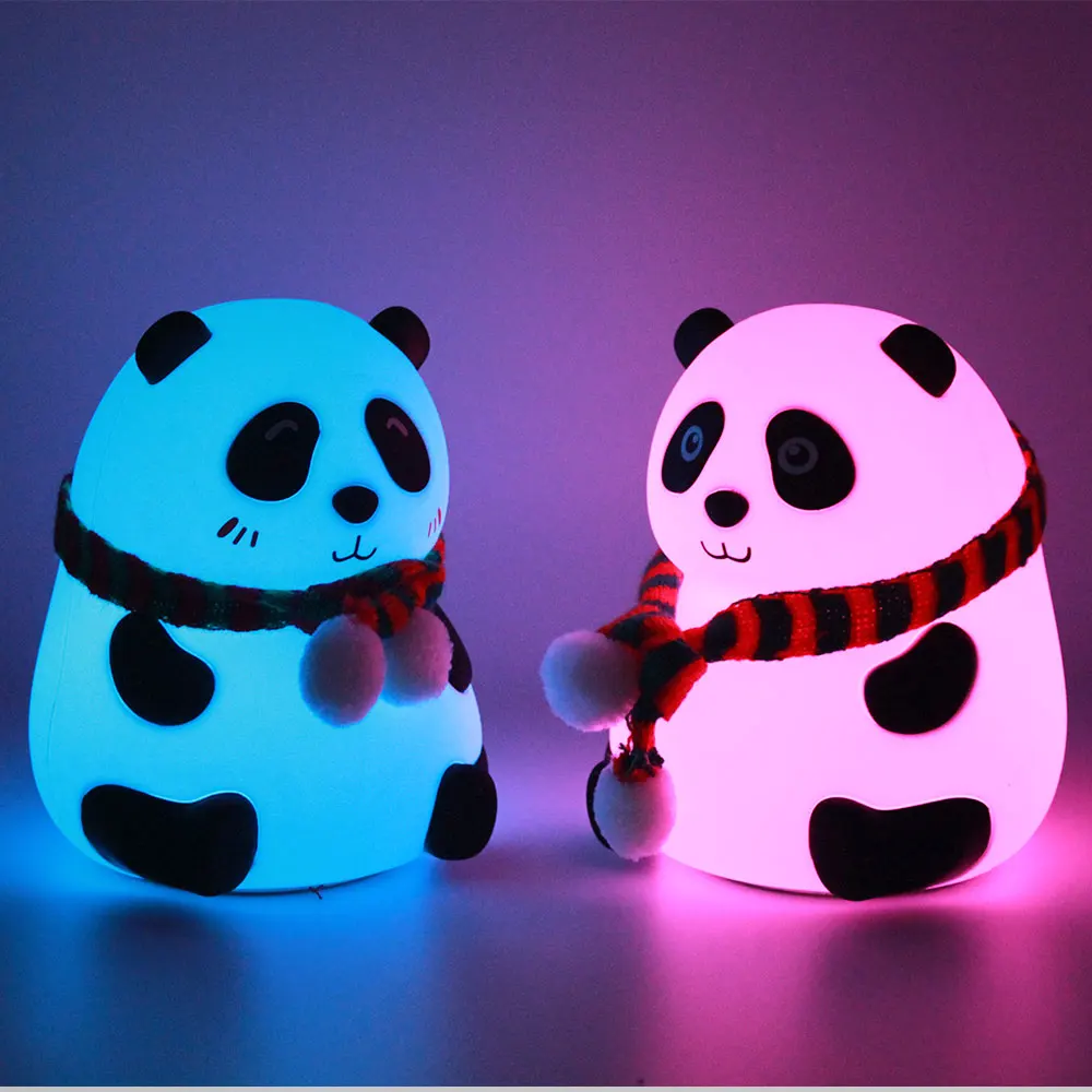 Petite veilleuse tactile rechargeable en silicone souple - Panda