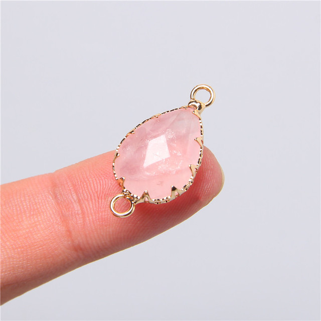 2 Hole Natural Crystal Gem Stone Connector Pendant Charm For Diy Necklace Earring Bracelet Jewelry Making 5pcs 26-13mm
