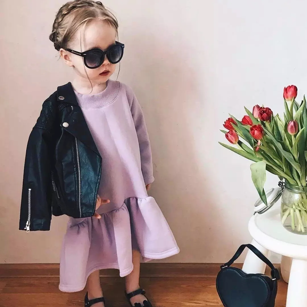 Весенне-Осенняя детская кожаная куртка из искусственной кожи с лацканами для девочек модные топы из искусственной кожи для детей