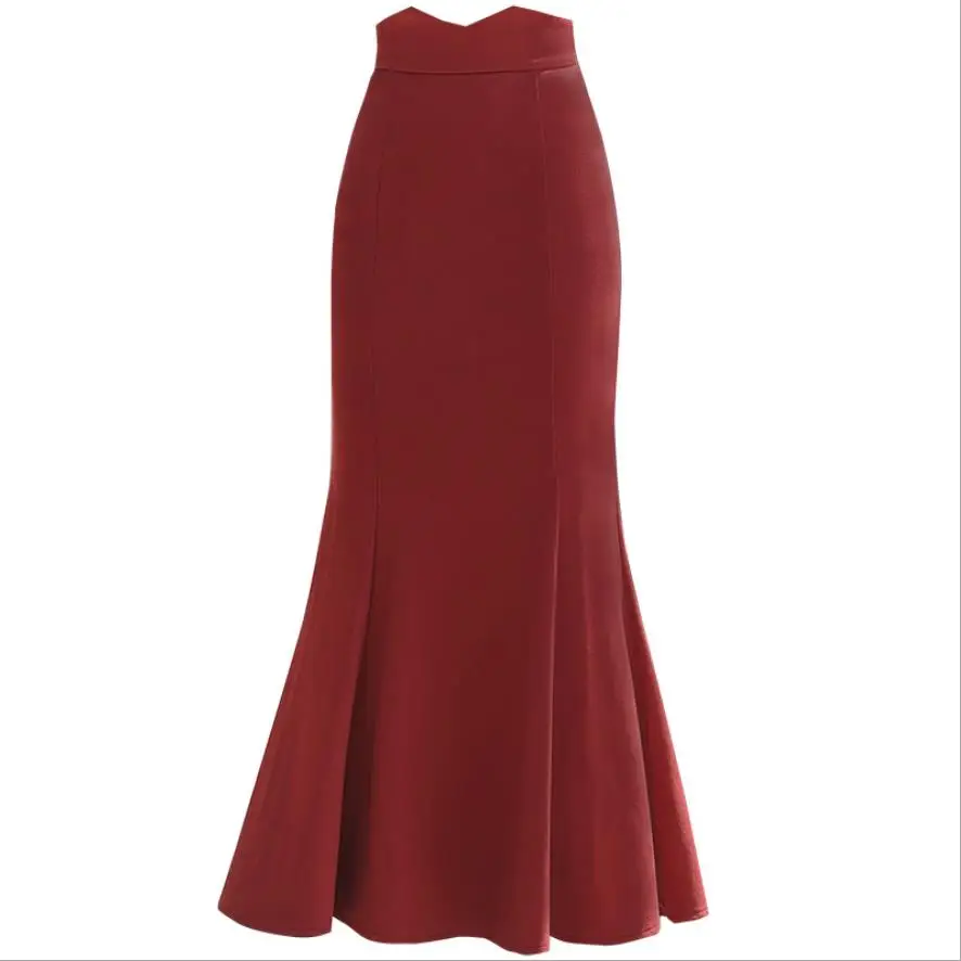 

Женская офисная юбка-годе с высокой талией