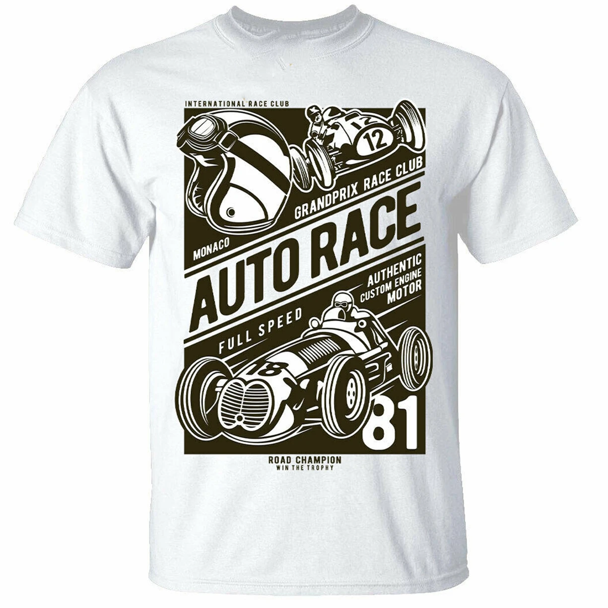 Auto Race T-Shirt grand prix car racing championship formula 1 mens white Tee Shirt Variety of Sizes and Colors | Мужская одежда