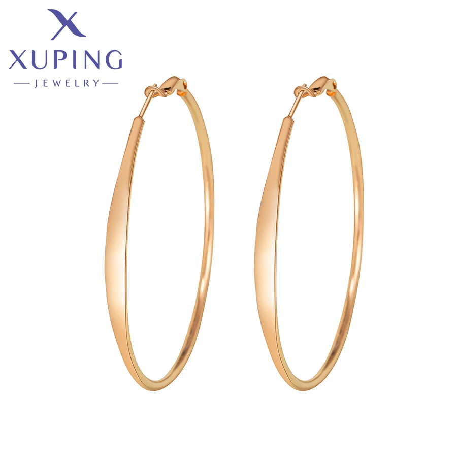 Orecchini Pendenti A Cerchio XUPING Placcati Oro Con Zirconi – Design Rotondo Classico Per Donna – Gioielli In Lega Di Rame Con Confezione Regalo