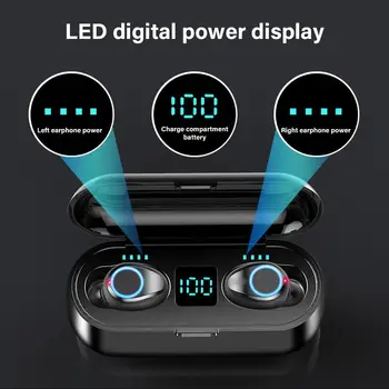 

Wireless Earphone Bluetooth V5.0 F9 TWS Wireless Bluetooth Headphone LED Display With 2000mAh Power Bank Headset With Microphone