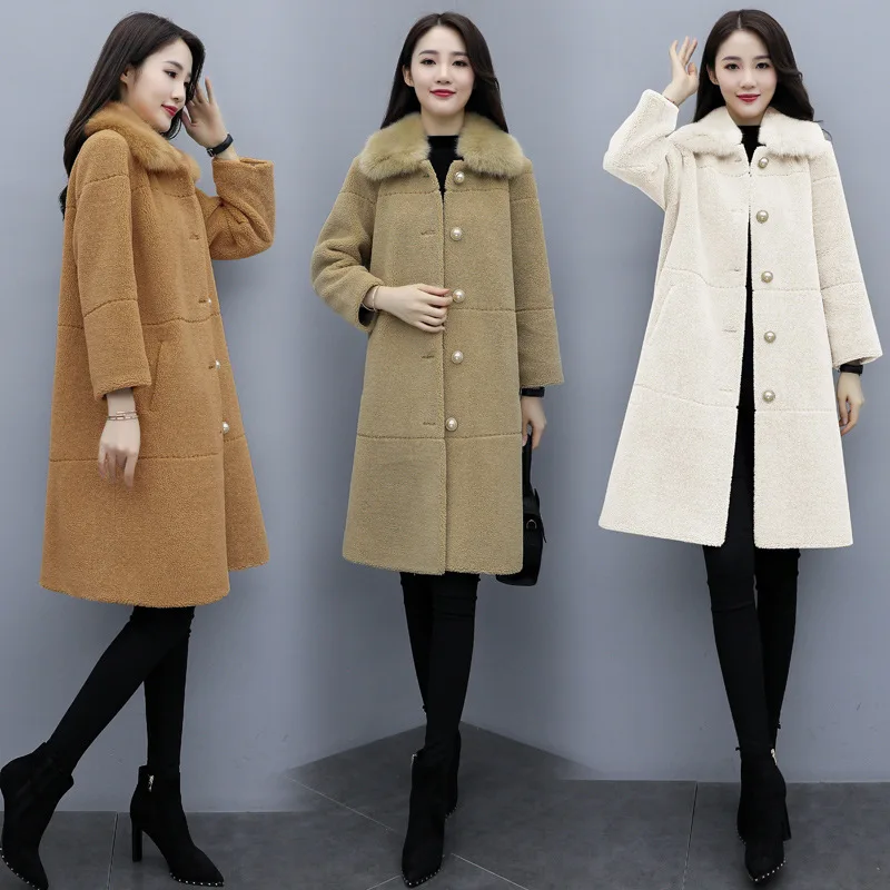 Ke li rong Composite materials Fur Middle Long Coat Autumn And Winter New Style Korean-style Loose-Fit Slimming WOMEN'S Ov