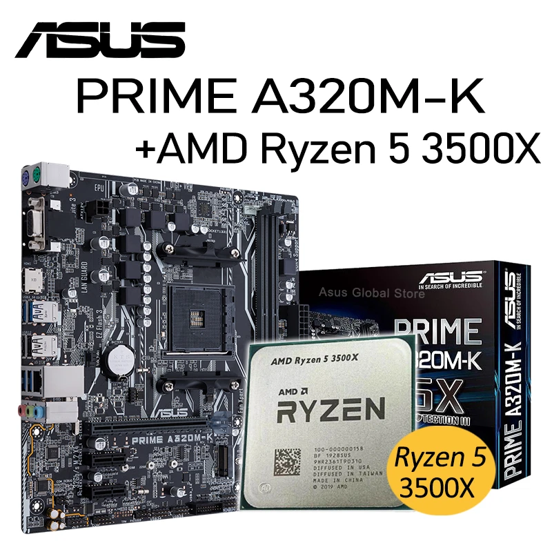 Asus PRIME A320MK Motherboard AMD Ryzen AM4 Socket DDR4 VGA HDMI